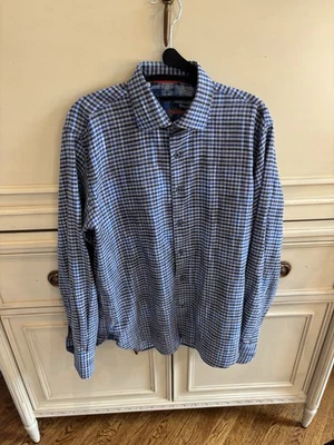 Camisa Luciano Visconti Azul Gris Geométrica Botón Frontal Puño Abatible Talla Mediana Foto 1 de 4
