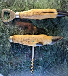 Authentische Vintage Taxidermie Hirsch Huf Barware SET Öffner Korkenzieher Germany - Bild 1 von 11