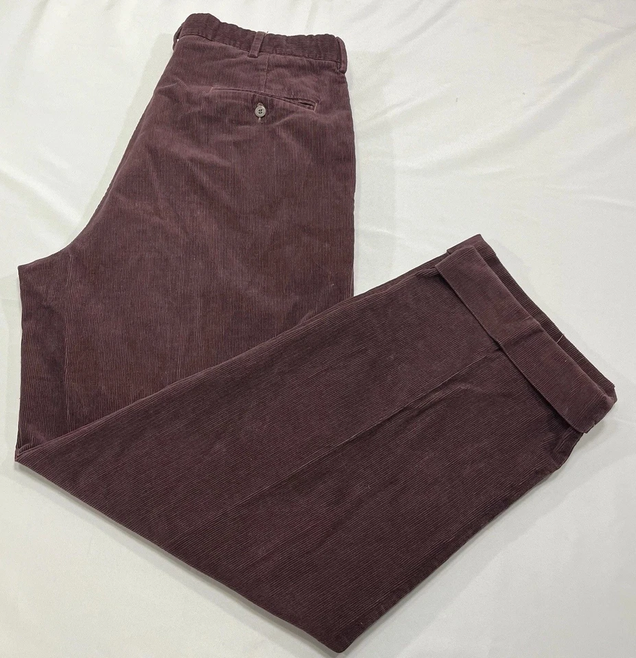 Polo Ralph Lauren Pants Mens 38x32 (Fits 35x32) Red Corduroy Pleated Cotton - Image 1 of 4