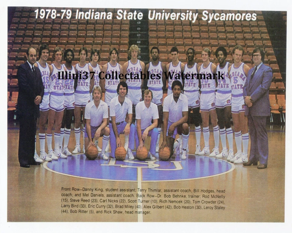 1978-79 INDIANA STATE SYCAMORES КОЛЛЕДЖ БАСКЕТБОЛЬНАЯ КОМАНДА 8 X 10 ФОТО LARRY BIRD - Изображение 1 из 1
