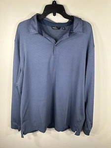Walter Hagen Mens Size XL Long Sleeve Athletic Polo Golf Striped Navy - Picture 1 of 6