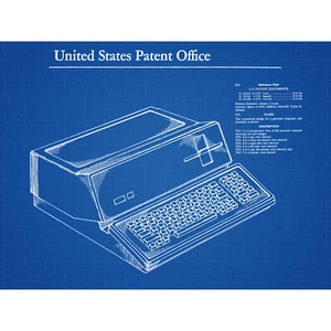 Jobs Personal Computer Retro PC 1983 Patentplan Wandbild Leinwanddruck 18 x 24 Zoll - Bild 1 von 5