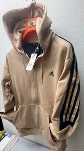 Adidas Zip Hoodie - Größe XL - Beige-dunkelblaue Streifen - NEU - TOP! - Bild 1 von 7