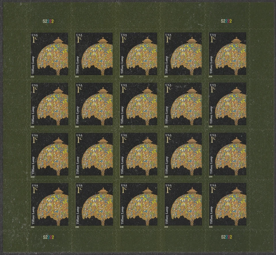 US 3749A American Design Tiffany Lamp 1c sheet 20 S22222 MNH 2008 - Image 1 of 1