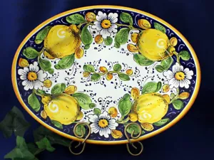 Piatto da portata ovale ceramica italiana limoni toscani fiori ovale - Foto 1 di 4