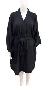 Calme By Johnny Was XL war schwarz Baumwolle Double Gaze Kimono Bademantel Gürteltaschen - Bild 1 von 7