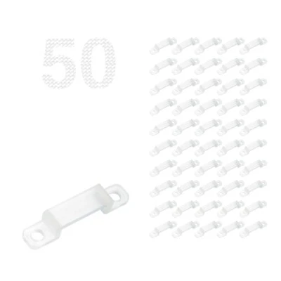 DEMASLED 50Pcs LED Strip Mounting Clip 12mm Brackets Holders Plastic Silicone Screw Holes