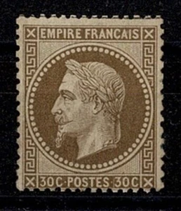 FRANCE STAMP YVERT 30 SCOTT # 34 " EMPEROR NAPOLEON 30c BROWN 1867 " MH VF X111 - Picture 1 of 2