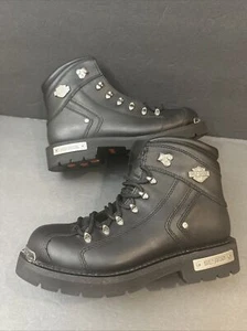 HARLEY-DAVIDSON Electron Schwarz Leder Motorradstiefel D96017 Herren - Größe - 9 M - Bild 1 von 21