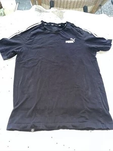 PUMA Youth size Large 14/16 Black Logo Short Sleeve Crew Neck T Shirt - Picture 1 of 6