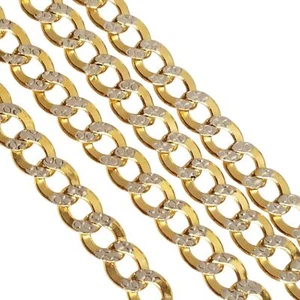 14k Solid Yellow Gold Diamond Cut Cuban Chain - Picture 1 of 14