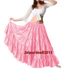 Pink Satin 6 Yard Skirt 5 Tiered Gypsy Tribal Belly Dance Flamenco Falda  Jupe