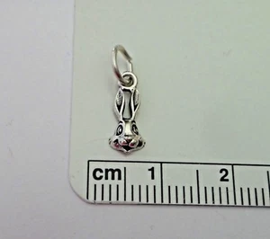 Sterling Silver TINY 12x6mm Long Eared Rabbit Bunny Face Charm - Picture 1 of 2