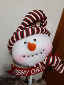 VINTAGE CHRISTMAS FIBER OPTIC SNOWMAN WITH MERRY CHRISTMAS SIGN - Picture 1 of 5