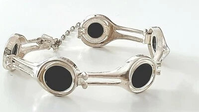 SILBER DESIGN ARMBAND  ° ONYX ° 925 / 1000 ° THEODOR KLOTZ ° Meistermarke TEKA ° - Bild 1 von 4