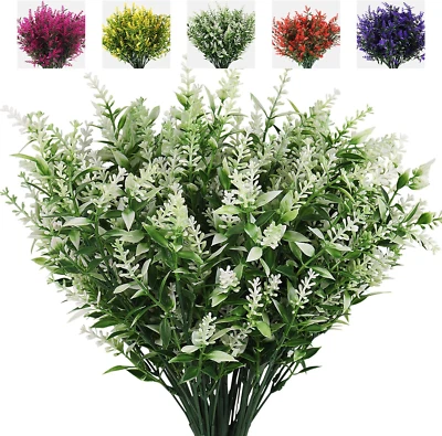 Artificial Plants Lavender, 8 Bundles Outdoor UV Resistant Greenery Fake Shrubs  - Image 1 of 4