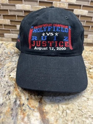 RARO De Colección 2000 Evander Holyfield Vs. Ruiz De Colección Sombrero Negro Boxeo Las Vegas Foto 1 de 4