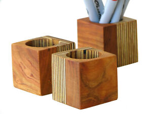 Contemporary Wood Desk Organizer in Cherry and Plywood