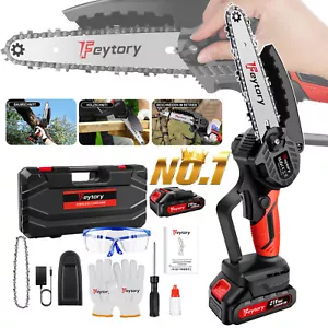 6 Inch Cordless Chainsaw With Battery Mini Electric One-Hand Saw Wood Cutter - Picture 1 of 10