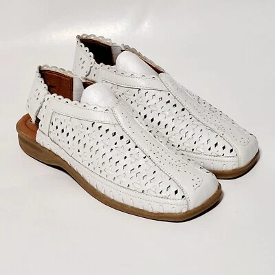 Beacon Euro-flex 44482-23 White Leather Slingback Cut Out Wedge Sandals Wms 7M - Image 1 of 4