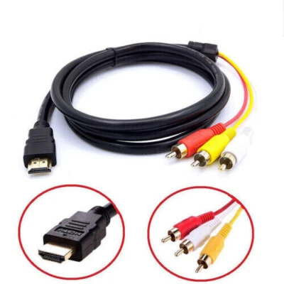5ft HDMI to RCA Cable 1080P HDMI Male to 3 RCA Video Audio AV Cable Adapter - Image 1 of 4