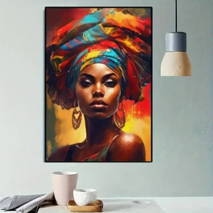 Afrikanische Frau Dadaismus buntes Kopftuch Leinwand Kunstdruck 60 cm x 40 cm P20 - Bild 1 von 9