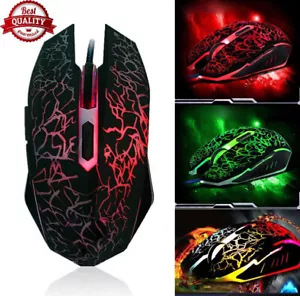 Genuine RGB LED Gaming Mouse Optical USB Wired for Desktop PC Laptop 2400 DPI UK - Picture 1 of 10