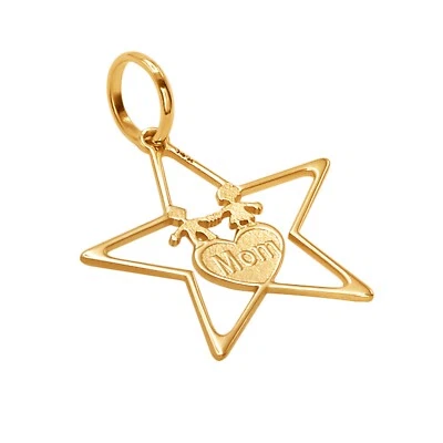 Adorable pequeño dije corazón familia madre hija estrella hijo oro amarillo macizo 14k Foto 1 de 4