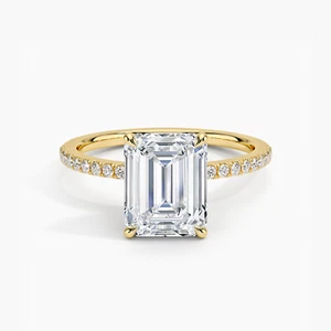 2 Ct Emerald Cut Lab Grown Diamond Solitaire Engagement Ring 14k Yellow Gold - Picture 1 of 3