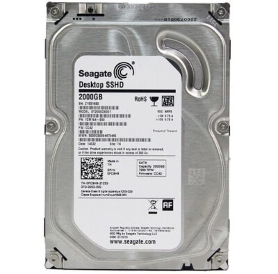 Seagate ST2000DX001 2TB 8GB 64GB SATA III 3.5" Desktop SSHD Hybrid Hard Drive - Image 1 of 4