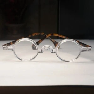 Round Clear Eyeglasses Frame Men's Crystal Acetate Glasses Tortoise Legs eyewear - Picture 1 of 8