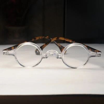 Mens round eyeglasses vintage crystal solid acetate glasses frame clear eyewear - Image 1 of 4