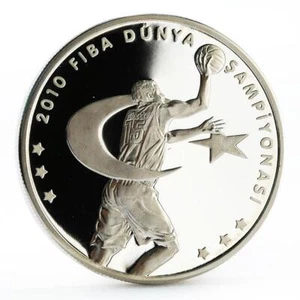 Turkey 50 lira 16th Basketball World Cup in Turkey proof silver coin 2010 - Picture 1 of 6