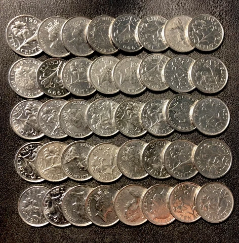Old Bermuda Coin Lot - 40 Excellent Low Mintage Coins - 10 CENT - FREE SHIPPING Cover