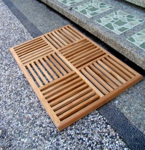 Cesta de madera de teca de grado A tejido piso baño spa colchoneta jardín exterior nuevo - Imagen 1 de 3