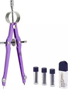 Mr. Pen- Professional Compass for Geometry, Purple with Extra Leads, Metal - Picture 1 of 6