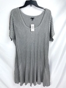 Torrid Gr. 4 graues Kleid geriffelt Strickpullover Skaterkleid Kurzarm - Bild 1 von 4