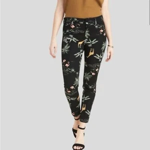 Old Navy Safari Animal Jungle Print Pixie Ankle Pants Black - Size 6 - Picture 1 of 7