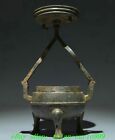 12.2" Old Bronze Ware Dynasty 3 Leg Candle Holder Candlestick Oil lamp Statue