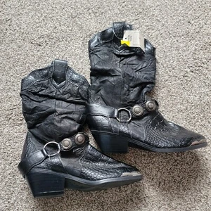 Stivali western donna corti slouching pelle nera cowgirl taglia 5  - Foto 1 di 20
