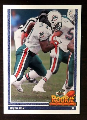 1991 Upper Deck Bryan Cox Rookie RC #607 Dolphins - Image 1 of 2