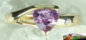NEW Genuine Solid 9CT Yellow Gold Natural Amethyst & Diamond Ring   Sizes L to O - Picture 1 of 6
