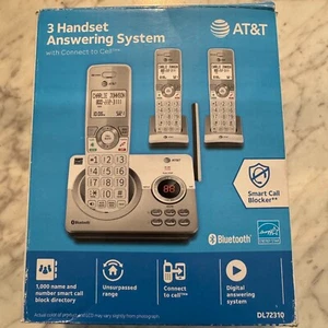 AT&T 3 Słuchawkowy system sekretarki DL72310, bezprzewodowy telefon Bluetooth DL72310 z pudełkiem - Zdjęcie 1 z 9