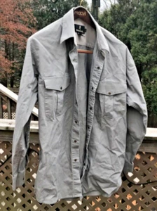 Browning 100% Cotton Grey Canvas Long Sleeve Shirt Metal Snaps Men’s LG Logo’s - Picture 1 of 11