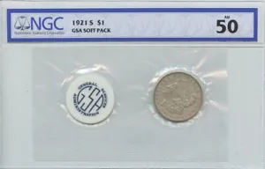 1921-S Morgan Dollar GSA SOFT PACK S$1 NGC AU50 - Picture 1 of 2
