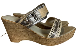 Onex Slip On Wedge Shoes With Rhinestones And Buckles Size 9, fit like an 8/8.5 - Picture 1 of 18
