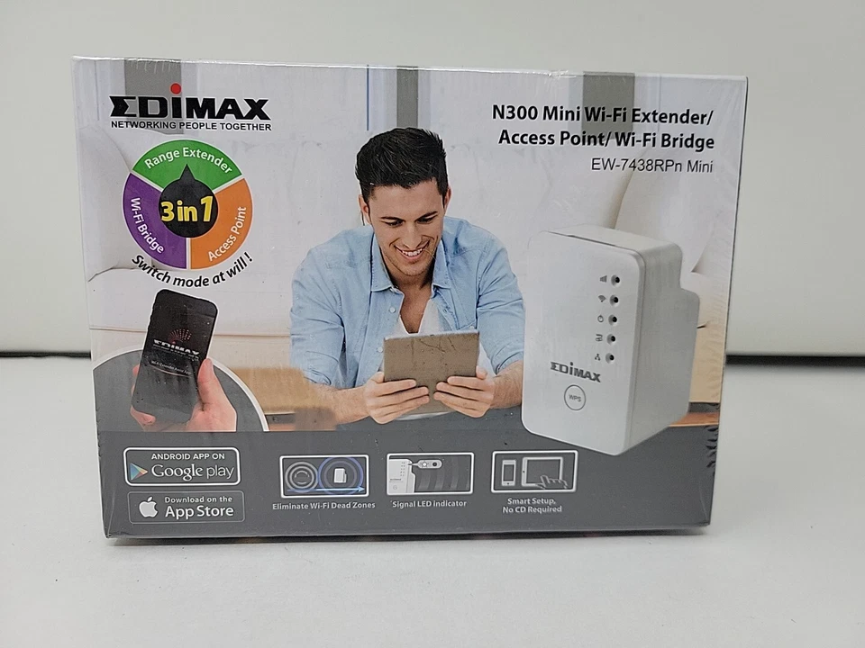 EDIMAX EW-7438RPn Mini N300 Mini Wi-Fi Extender/Access Point/Wi-Fi Bridge - NIB - Image 1 of 4