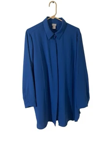 Vestido Camisa Chicos XL Azul Manga Larga NUEVO Plisado Espalda Lagenlook Minimalista - Imagen 1 de 7