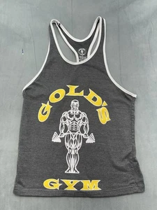 Gold's Gym Gray Tank Top Men's Small White Trim Logo Athletic Workout Gear - Picture 1 of 6
