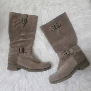UNISA Boot Women's Sz 39EU Tan Suede Ankle Zip Strap Block Heel Outdoor - Picture 1 of 16